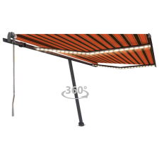 vidaXL narancssárga-barna szélérzékelős és LED-es napellenző 400x350cm kerti bútor