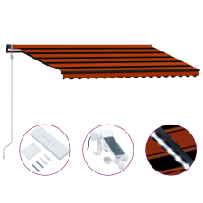 vidaXL narancssárga-barna szélérzékelős és LED-es napellenző 450x300cm kerti bútor