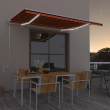 vidaXL Narancssárga-barna szélérzékelős és LED-es napellenző 450x300cm (3068935) kerti bútor