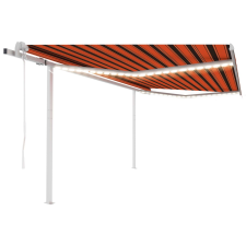 vidaXL narancssárga-barna szélérzékelős és LED-es napellenző 4,5 x 3 m kerti bútor