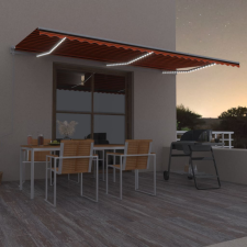 vidaXL narancssárga-barna szélérzékelős és LED-es napellenző 600x300cm kerti bútor