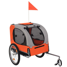 vidaXL narancssárga és szürke kutyaszállító kerékpár-utánfutó kisállatfelszerelés