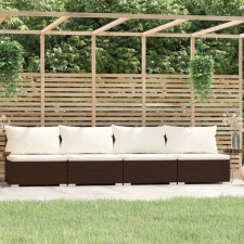 vidaXL négyszemélyes barna polyrattan kanapé párnákkal kerti bútor