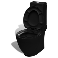 vidaXL Négyzet alakú WC Kerámia Fekete fürdőkellék