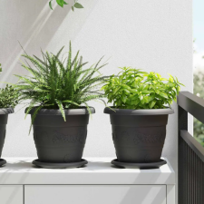 vidaXL Növénycserép 24 pcs Fekete Ø 26 x 21.5 cm Műanyag kerti tárolás