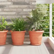  vidaXL Növénycserép 24 pcs Tégla Vörös Ø 30 x 25 cm Műanyag kerti tárolás