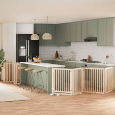 vidaXL nyárfa 10 paneles összecsukható kutyakapu ajtóval 800 cm szállítóbox, fekhely kutyáknak