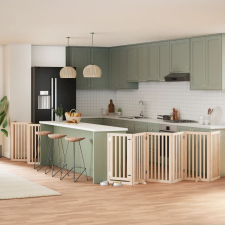 vidaXL nyárfa 12 paneles összecsukható kutyakapu ajtóval 600 cm szállítóbox, fekhely kutyáknak