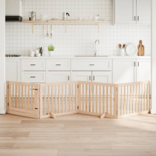 vidaXL nyárfa 4 paneles összecsukható kutyakapu ajtóval 320 cm szállítóbox, fekhely kutyáknak