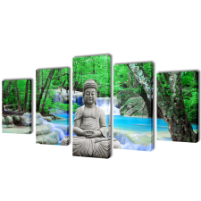 vidaXL Nyomtatott vászon falikép szett Buddha 100 x 50 cm grafika, keretezett kép
