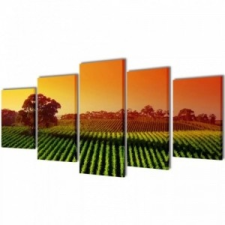 vidaXL Nyomtatott vászon falikép szett földek 200 x 100 cm nyomtatvány