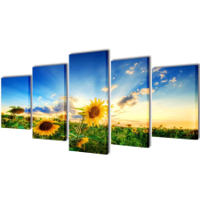vidaXL Nyomtatott vászon falikép szett napraforgó 200 x 100 cm grafika, keretezett kép
