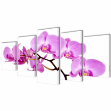 vidaXL Nyomtatott vászon falikép szett orchidea 200 x 100 cm grafika, keretezett kép