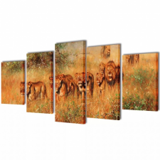 vidaXL Nyomtatott vászon falikép szett oroszlánok 100 x 50 cm grafika, keretezett kép