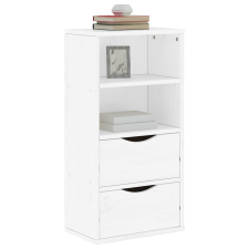 vidaXL ODDA tömörfa fenyőfa fiókos oldalsó szekrény fehér 40x24x79 cm bútor