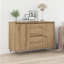 vidaXL Oldalszekrény Ajtókkal és Fiókokkal, Mesteri Tölgy 101,5x35x70 cm bútor