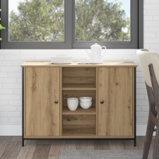 vidaXL Oldalszekrény Artisan Tölgy 100x35x70 cm Műanyag Fa és Acél bútor