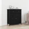 vidaXL Oldalszekrény Fekete Tölgy 70x30x80 cm Mérnöki Fa és Acél