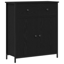 vidaXL Oldalszekrény Fekete Tölgy 70x30x80 cm Mérnöki Fa és Acél (863159) bútor