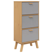 vidaXL OLDEN szürke és barna tömör fenyőfa cipőszekrény 55x35x120 cm (358619) bútor