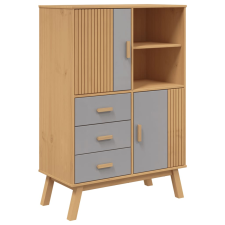 vidaXL OLDEN szürke és barna tömör fenyőfa tálalószekrény 85x43x125 cm (358616) bútor