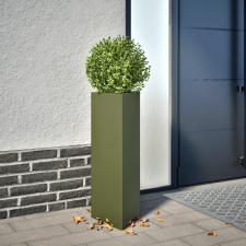 vidaXL Olívazöld acél háromszög alakú kerti növénytartó 30x26x75 cm kerti tárolás