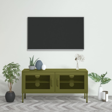 vidaXL olívazöld acél TV-szekrény 105 x 35 x 50 cm bútor