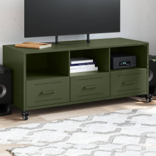vidaXL olívazöld hidegen hengerelt acél TV-szekrény 100,5x39x43,5 cm bútor