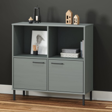 vidaXL OSLO szürke tömör fa könyvszekrény fém lábakkal 90x35x90,5 cm bútor