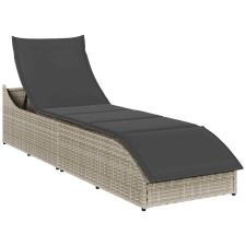 vidaXL összecsukható napozóágy párnával és tárolóval polyrattan kerti bútor