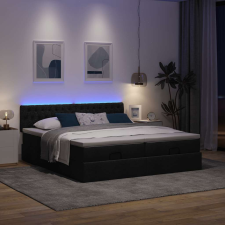 vidaXL oszmán ágykeret matracokkal Fekete 200x200cm szövet ágy és ágykellék