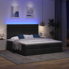 vidaXL oszmán ágykeret matracokkal Fekete 200x200cm szövet ágy és ágykellék