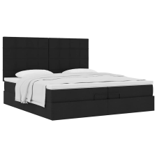 vidaXL oszmán ágykeret matracokkal Fekete 200x200cm szövet ágy és ágykellék