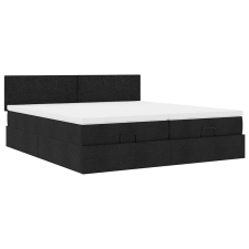 vidaXL oszmán ágykeret matracokkal Fekete 200x200cm szövet (3311982) ágy és ágykellék