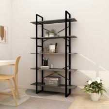 vidaXL ötszintes szürke fenyőfa könyvszekrény 100 x 30 x 175 cm bútor
