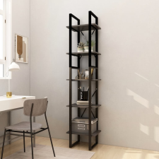 vidaXL ötszintes szürke fenyőfa könyvszekrény 40 x 30 x 175 cm bútor