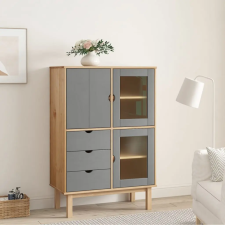 vidaXL OTTA barna és szürke tömör fenyőfa magasszekrény 85x43x125 cm bútor