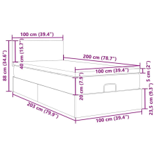 vidaXL Ottomán ágy matraccal fekete 100x200 cm szövet ágy és ágykellék