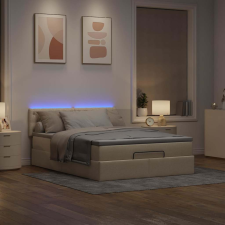 vidaXL Ottomán ágy matraccal krém 140x190 cm szövet ágy és ágykellék