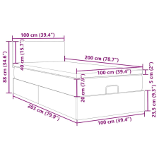 vidaXL Ottomán ágy matraccal világosszürke 100x200 cm szövet ágy és ágykellék