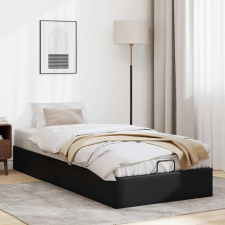 vidaXL Ottomán ágykeret matrac nélkül fekete 90x200 cm műbőr ágy és ágykellék