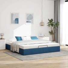 vidaXL Ottomán ágykeret matrac nélkül Kék 180x200 cm kék szövet ágy és ágykellék