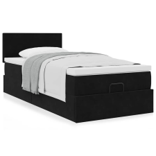 vidaXL Ottomán ágykeret matraccal Fekete 100x200cm bársony ágy és ágykellék