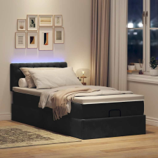 vidaXL Ottomán ágykeret matraccal Fekete 100x200cm bársony ágy és ágykellék