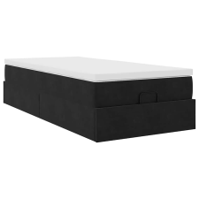 vidaXL Ottomán ágykeret matraccal Fekete 100x200cm bársony (3311167) ágy és ágykellék