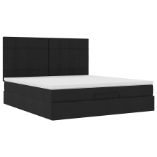 vidaXL Ottomán ágykeret matraccal fekete 160x200cm szövet (3313170) ágy és ágykellék