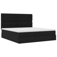 vidaXL Ottomán ágykeret matraccal fekete 160x200cm szövet (3313253) ágy és ágykellék