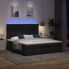 vidaXL Ottomán ágykeret matraccal fekete 180x200cm szövet ágy és ágykellék