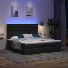 vidaXL Ottomán ágykeret matraccal fekete 180x200cm szövet ágy és ágykellék