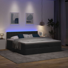 vidaXL Ottomán ágykeret matraccal fekete 180x200cm szövet ágy és ágykellék